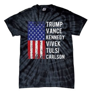 Trump Vance Kennedy Vivek Tulsi Carlson American Retro Flag Tie-Dye T-Shirt