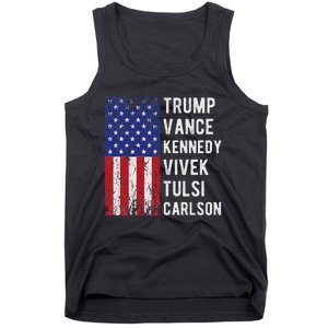 Trump Vance Kennedy Vivek Tulsi Carlson American Retro Flag Tank Top