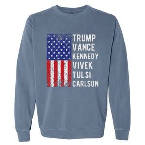 Trump Vance Kennedy Vivek Tulsi Carlson American Retro Flag Garment-Dyed Sweatshirt