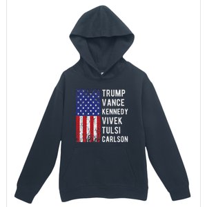 Trump Vance Kennedy Vivek Tulsi Carlson American Retro Flag Urban Pullover Hoodie