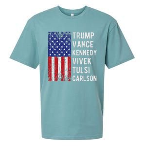 Trump Vance Kennedy Vivek Tulsi Carlson American Retro Flag Sueded Cloud Jersey T-Shirt