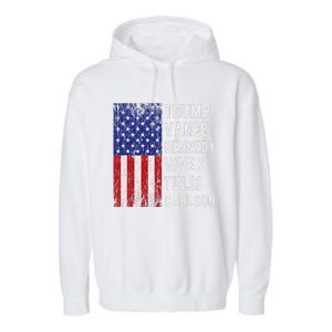 Trump Vance Kennedy Vivek Tulsi Carlson American Retro Flag Garment-Dyed Fleece Hoodie