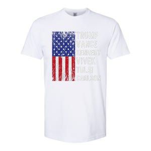 Trump Vance Kennedy Vivek Tulsi Carlson American Retro Flag Softstyle CVC T-Shirt