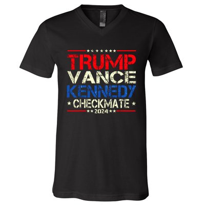 Trump Vance Kennedy Checkmate 2024 Election Republican V-Neck T-Shirt