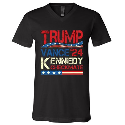 Trump Vance Kennedy Checkmate 2024 Election Republican V-Neck T-Shirt