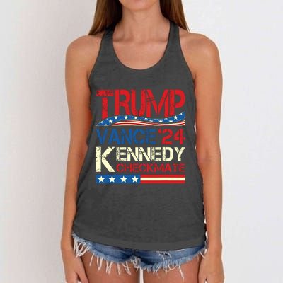 Trump Vance Kennedy Checkmate 2024 Election Republican Women's Knotted Racerback Tank