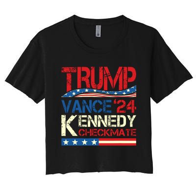 Trump Vance Kennedy Checkmate 2024 Election Republican Women's Crop Top Tee