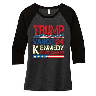 Trump Vance Kennedy Checkmate 2024 Election Republican Women's Tri-Blend 3/4-Sleeve Raglan Shirt