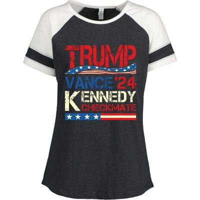 Trump Vance Kennedy Checkmate 2024 Election Republican Enza Ladies Jersey Colorblock Tee