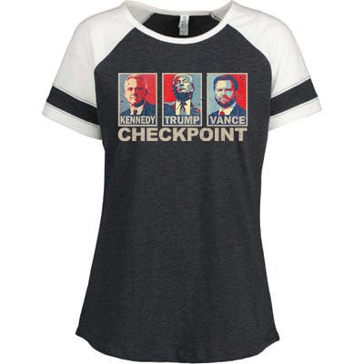 Trump Vance Kennedy Checkpoint 2024 Election Republican Enza Ladies Jersey Colorblock Tee