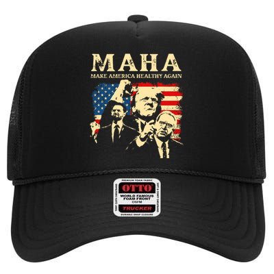 Trump Vance Kennedy Maha 2024 Funny Trump 45 47 Pro Trump High Crown Mesh Back Trucker Hat