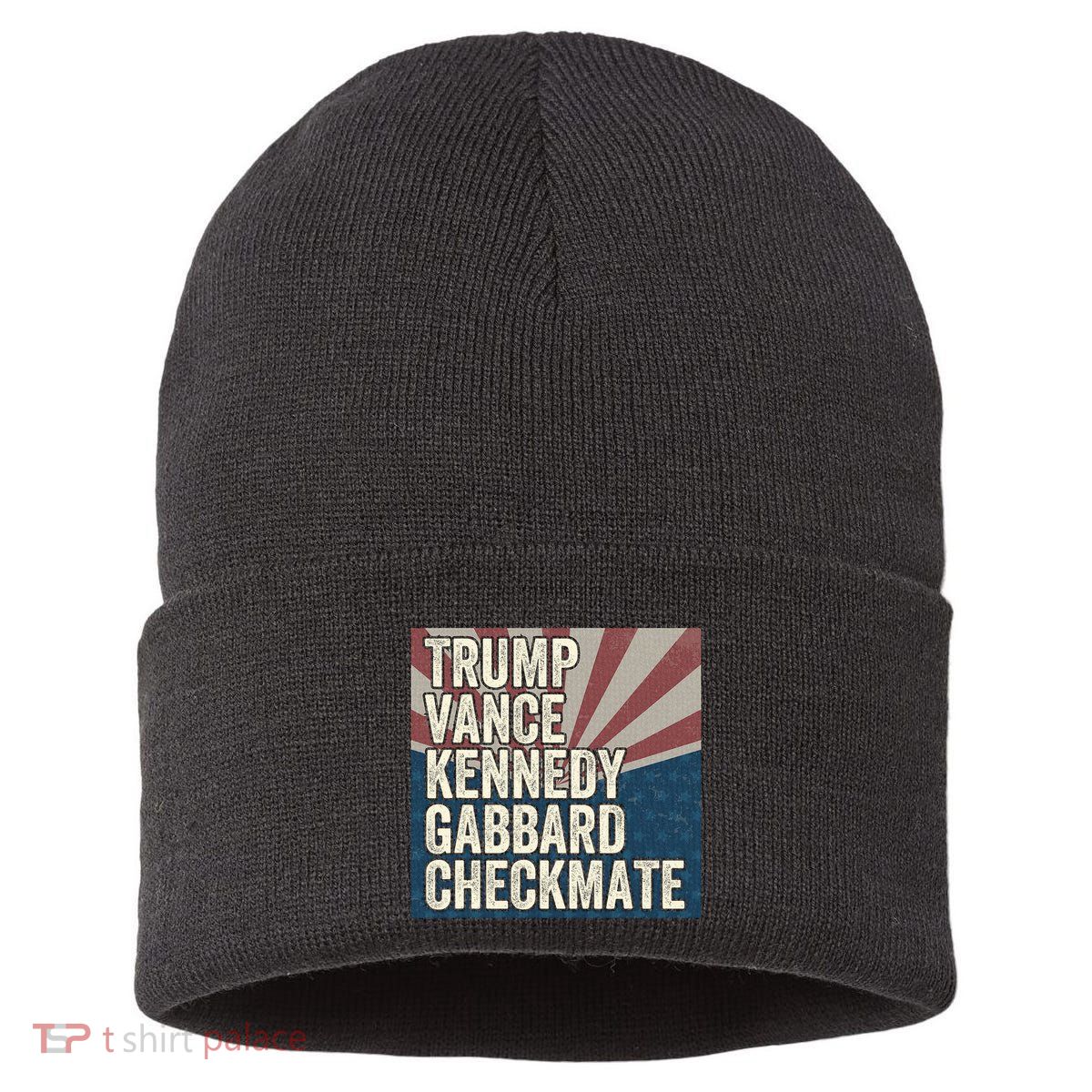 Trump Vance Kennedy Gabbard Checkmate American Flag Chess Sustainable Knit Beanie