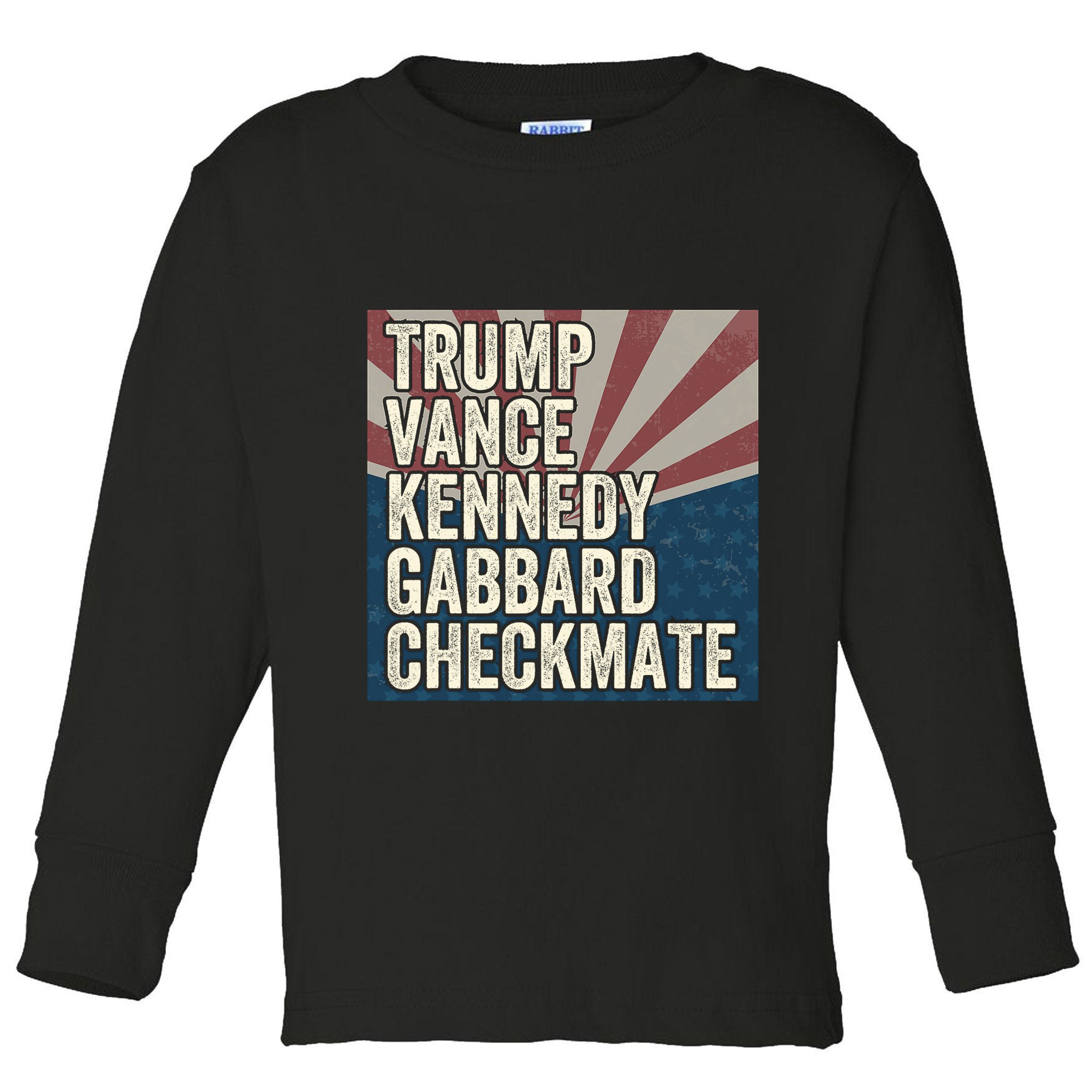 Trump Vance Kennedy Gabbard Checkmate American Flag Chess Toddler Long Sleeve Shirt