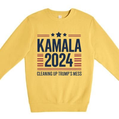 Trump Vs Kamala Presidential Debate 2024 Cleaning Up Mess Premium Crewneck Sweatshirt