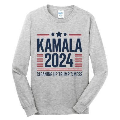 Trump Vs Kamala Presidential Debate 2024 Cleaning Up Mess Tall Long Sleeve T-Shirt