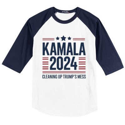 Trump Vs Kamala Presidential Debate 2024 Cleaning Up Mess Baseball Sleeve Shirt