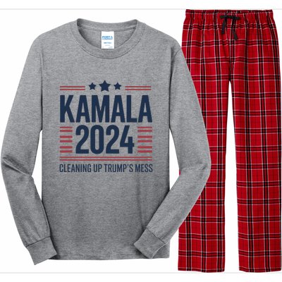 Trump Vs Kamala Presidential Debate 2024 Cleaning Up Mess Long Sleeve Pajama Set