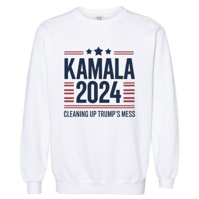 Trump Vs Kamala Presidential Debate 2024 Cleaning Up Mess Garment-Dyed Sweatshirt