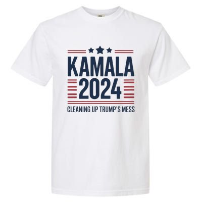 Trump Vs Kamala Presidential Debate 2024 Cleaning Up Mess Garment-Dyed Heavyweight T-Shirt