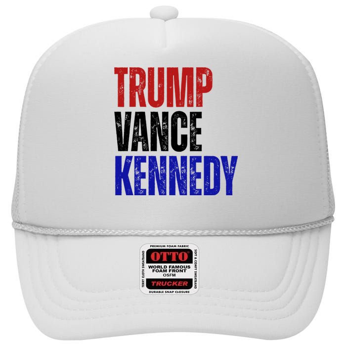 Trump Vance Kennedy Presidential Election High Crown Mesh Back Trucker Hat