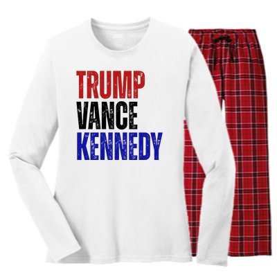 Trump Vance Kennedy Presidential Election Women's Long Sleeve Flannel Pajama Set 