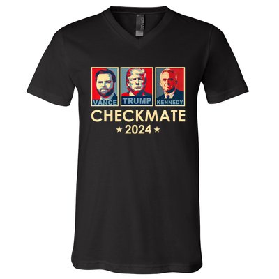 Trump Vance Kennedy Checkmate 2024 Election Republican V-Neck T-Shirt