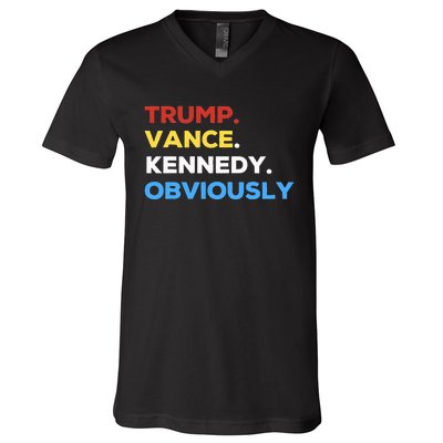 Trump Vance Kennedy Obviously 2024 Election Republican V-Neck T-Shirt