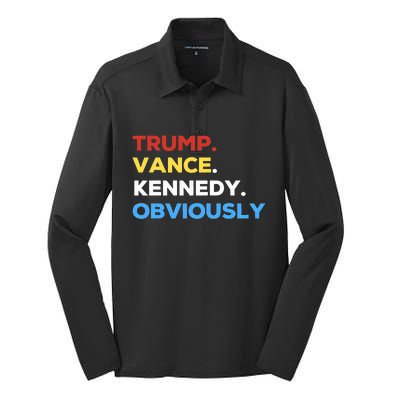 Trump Vance Kennedy Obviously 2024 Election Republican Silk Touch Performance Long Sleeve Polo