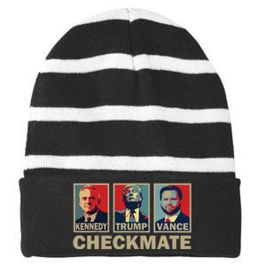 Trump Vance Kennedy Checkmate 2024 Election Republican Striped Beanie with Solid Band