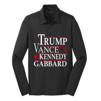 Trump Vance Kennedy Gabbard 2024 Election Silk Touch Performance Long Sleeve Polo