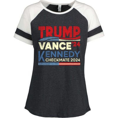 Trump Vance Kennedy Checkmate 2024 Election Republican Enza Ladies Jersey Colorblock Tee