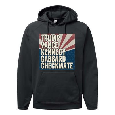 Trump Vance Kennedy Gabbard Checkmate American Flag Chess Performance Fleece Hoodie