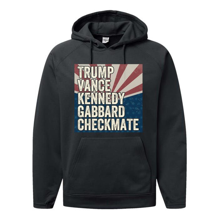 Trump Vance Kennedy Gabbard Checkmate American Flag Chess Performance Fleece Hoodie