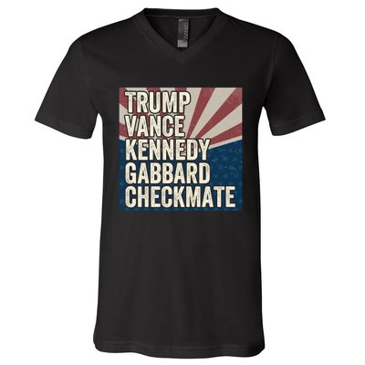 Trump Vance Kennedy Gabbard Checkmate American Flag Chess V-Neck T-Shirt