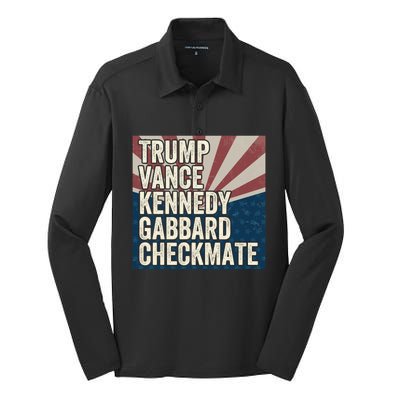 Trump Vance Kennedy Gabbard Checkmate American Flag Chess Silk Touch Performance Long Sleeve Polo