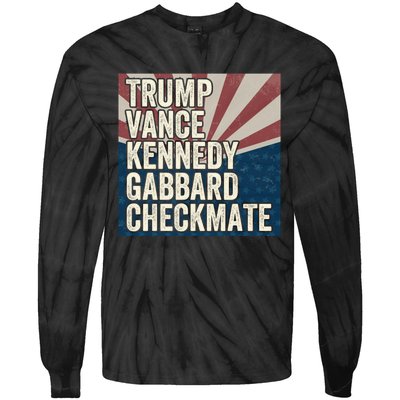 Trump Vance Kennedy Gabbard Checkmate American Flag Chess Tie-Dye Long Sleeve Shirt