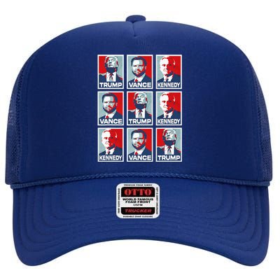 Trump Vance Kennedy Checkmate 2024 High Crown Mesh Back Trucker Hat