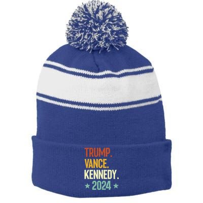 Trump Vance Kennedy President 2024 Stripe Pom Pom Beanie