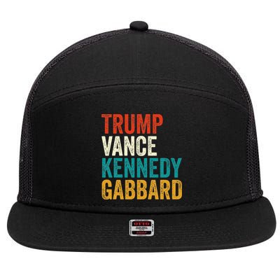 Trump Vance Kennedy Gabbard Presidential Campaign Usa 2024 7 Panel Mesh Trucker Snapback Hat