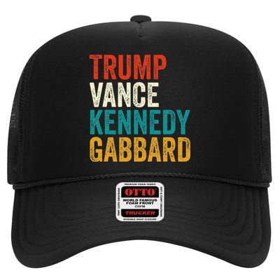 Trump Vance Kennedy Gabbard Presidential Campaign Usa 2024 High Crown Mesh Back Trucker Hat