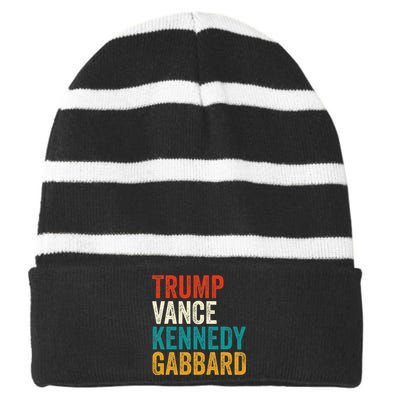 Trump Vance Kennedy Gabbard Presidential Campaign Usa 2024 Striped Beanie with Solid Band