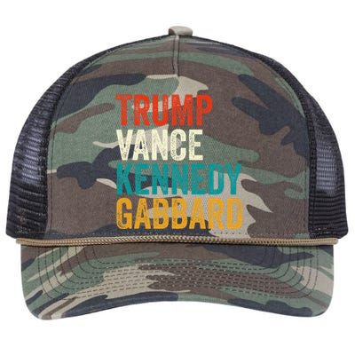 Trump Vance Kennedy Gabbard Presidential Campaign Usa 2024 Retro Rope Trucker Hat Cap