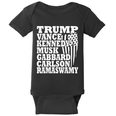 Trump Vance Kennedy Musk Gabbard Carlson Ramaswamy Baby Bodysuit