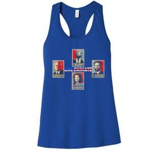 Trump Vance Kennedy Gabbard Checkmate American Flag Election Women's Racerback Tank