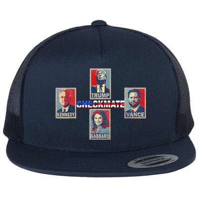 Trump Vance Kennedy Gabbard Checkmate American Flag Election Flat Bill Trucker Hat