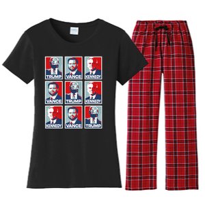 Trump Vance Kennedy Checkmate 2024 Women's Flannel Pajama Set