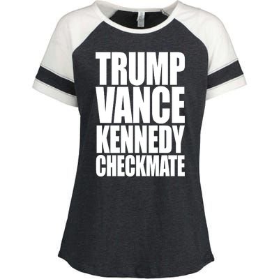 Trump Vance Kennedy Checkmate 2024 Election Republican Enza Ladies Jersey Colorblock Tee