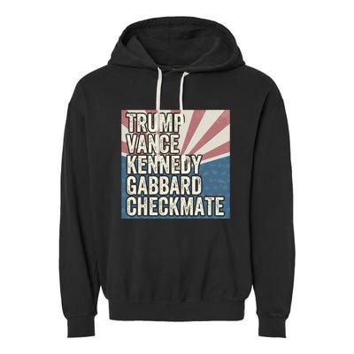 Trump Vance Kennedy Gabbard Checkmate American Flag Chess Garment-Dyed Fleece Hoodie