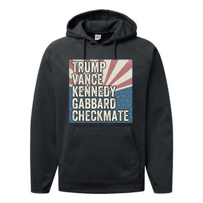 Trump Vance Kennedy Gabbard Checkmate American Flag Chess Performance Fleece Hoodie