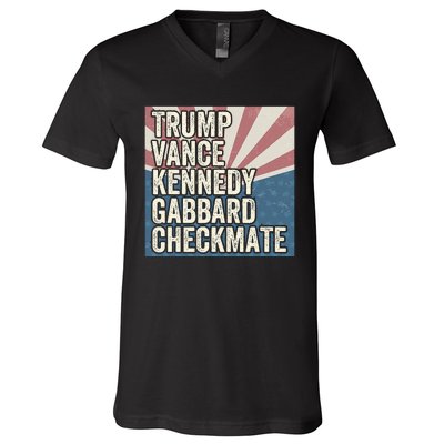 Trump Vance Kennedy Gabbard Checkmate American Flag Chess V-Neck T-Shirt